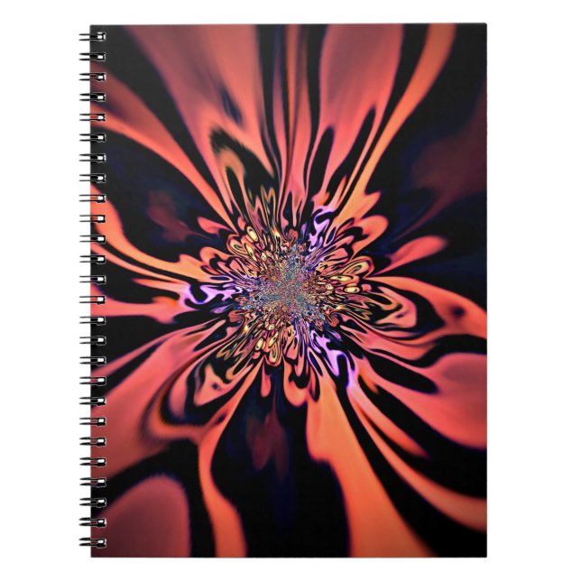 Coral Plasma Burst Fractal Art Notebook (Front)