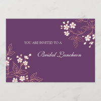 Coral Plum Floral Bridal Lunch Invitation Cards