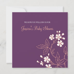 Coral Plum Floral Custom Baby Shower Invitations
