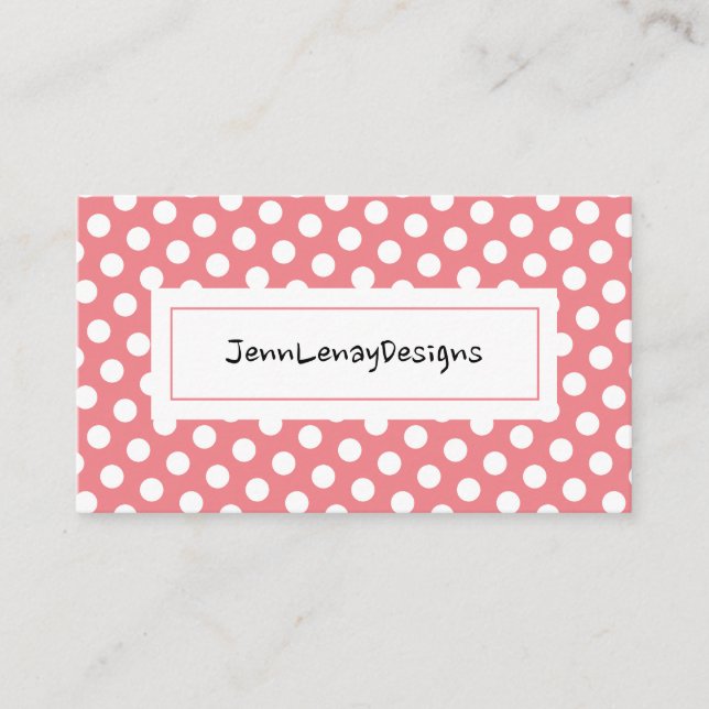 Coral Pois Motif Chic Carte de visite (Devant)