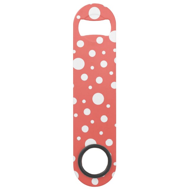 Coral Polka Dot Bar Key (Front)