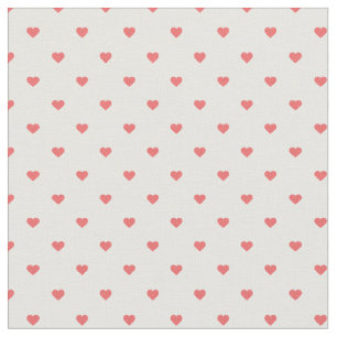 Coral Polka Dot Hearts Fabric