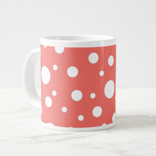 Coral Polka Dot Large Coffee Mug