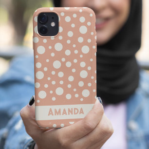 Coral Polka Dot  Patterns - custon name iPhone 11 Pro Case
