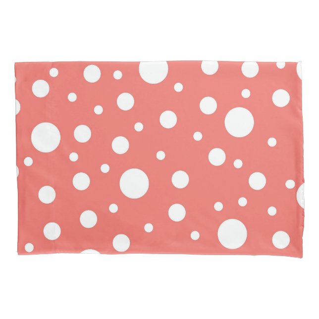 Coral Polka Dot Pillowcase (Front)