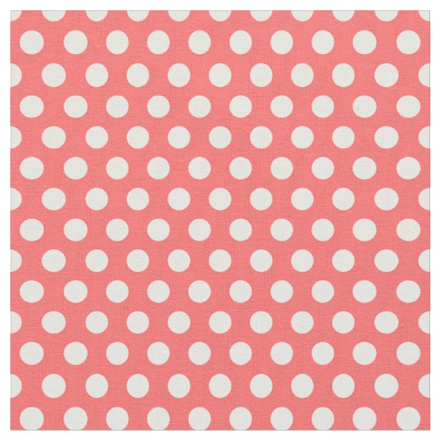 Coral Polka Dots Fabric (Close Up)