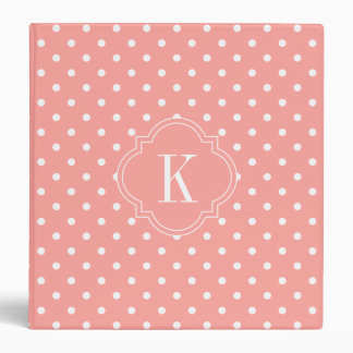 Coral Polka Dots Monogram Binder