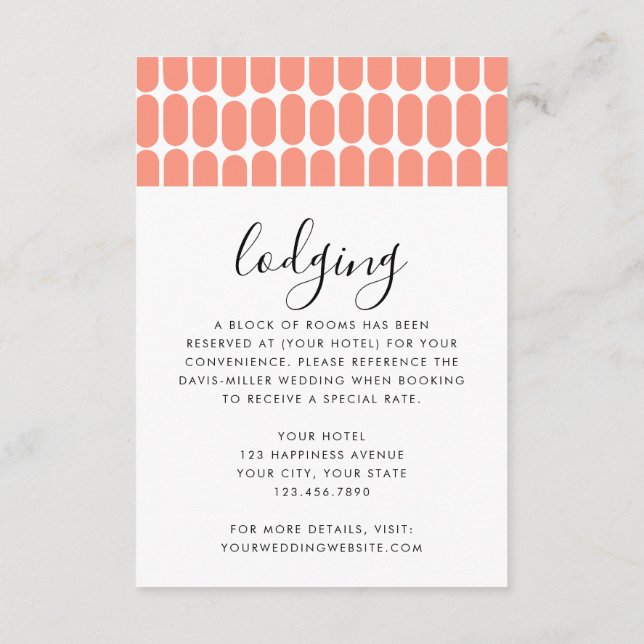 Coral Pop Modern Minimalist Abstract Pattern Enclosure Card (Back)