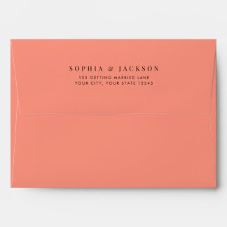 Coral Pop Modern Minimalist Wedding Envelope