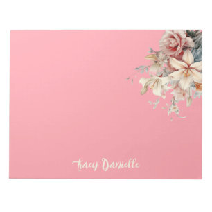 Coral Pretty Spring Floral Bouquet  Notepad