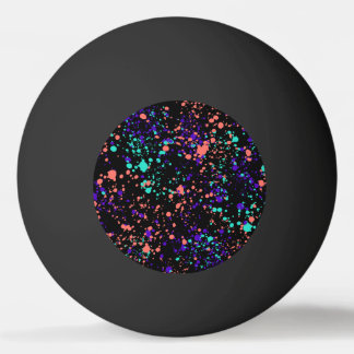 coral purple green on black | paint splashes | ping pong ball