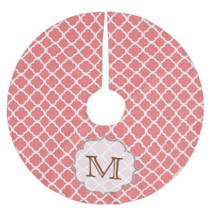 Coral Quarterfoil Latti Monogram Tree Skirt