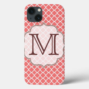Coral Quaterfoil Latti Monogram Initial IPAD Case