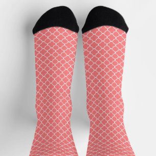 Coral Quatrefoil Socks