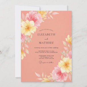 Coral Radiant Summer Wedding Invitation