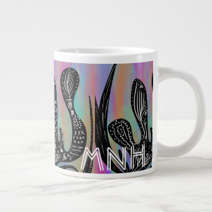 Coral Rainbow Colourful Doodle Large Coffee Mug