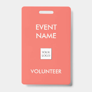 Coral Red and Ivory Event Volunteer Logo Badge