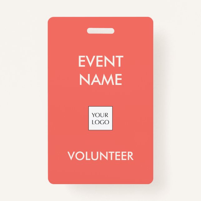Coral Red and Ivory Event Volunteer Logo Badge (Front)