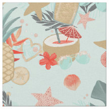 Coral Red and Mint Beach Pattern