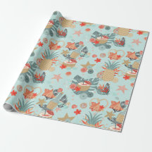 Coral Red and Mint Beach Pattern