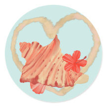 Coral Red and Mint Seashell Love