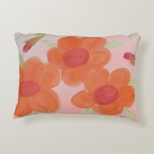 Coral Red and Orange Accent Pillow