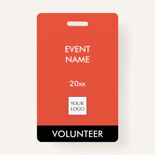 Coral Red and White Event Volunteer Logo Badge (Devant)