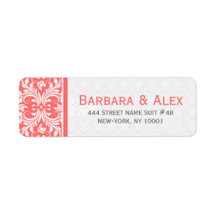 Coral-Red And White Girly Floral Damasks