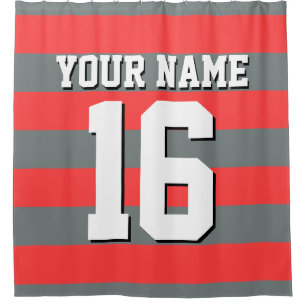 Coral Red Charcoal Sports Jersey Preppy Stripe