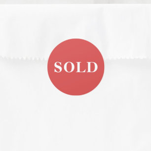 Coral Red Classic Typography Custom Sold Round Sticker