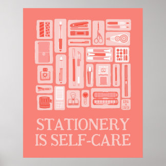 Coral Red Creative Tools Illustration Self-Care Poster