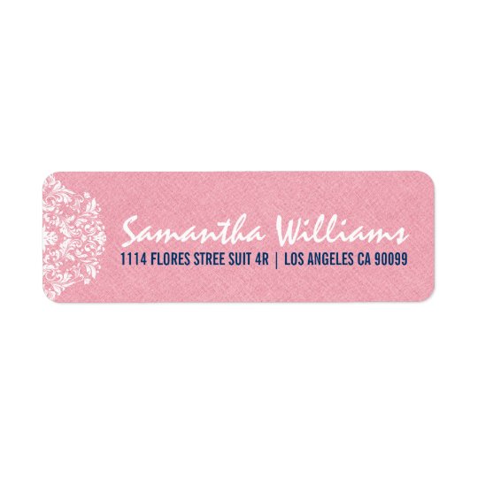 Coral Red Linen Burlap White Floral Lace Return Address Label