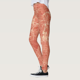 Coral Red Marble Texture  Leggings