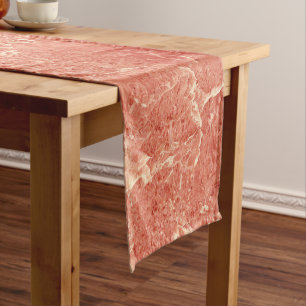 Coral Red Marble Texture Short Table Runner
