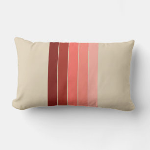 Coral Red Pink Beige Stripes Lumbar Pillow