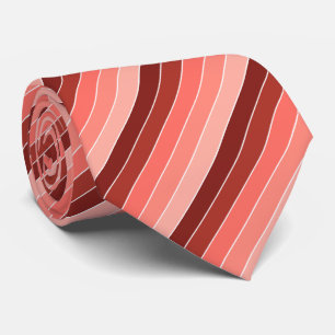 Coral Red Pink Stripes Tie