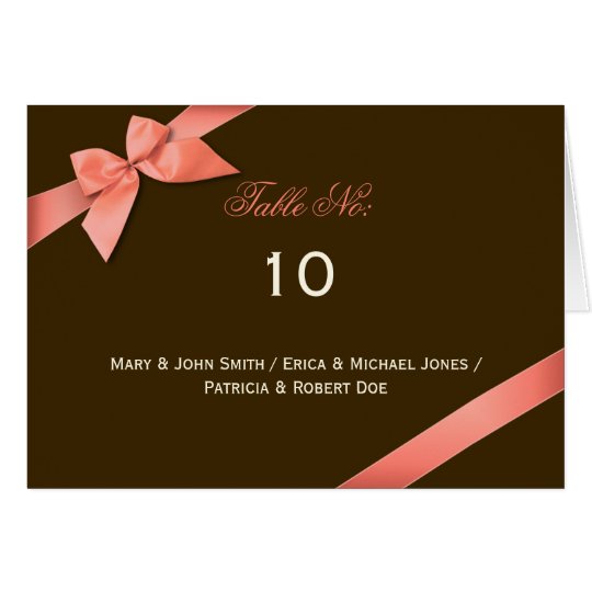 Coral Red Ribbon Table Place Card