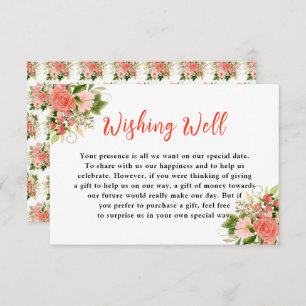 Coral Red Roses with Foliage Enclosure Card