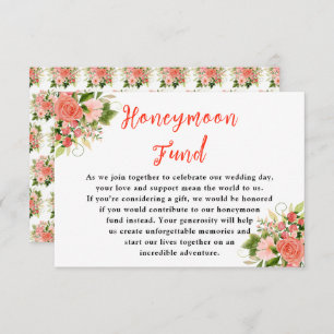 Coral Red Roses with Foliage Enclosure Card