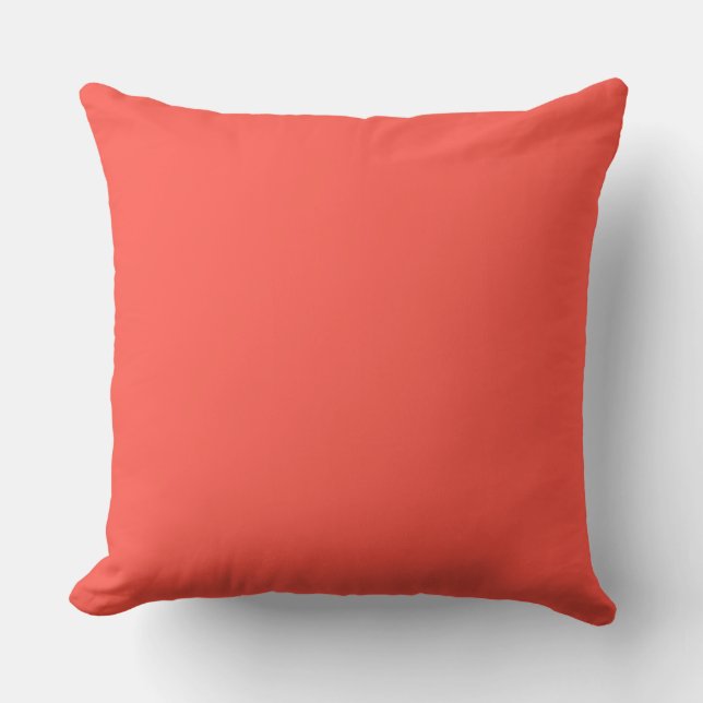 Coral Red Solid Throw Pillow (Front)