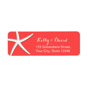 Coral Red Starfish Beach Wedding Adresse de retour
