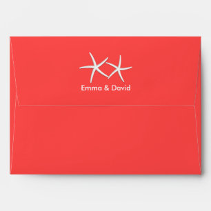 Coral Red Starfish Plage Enveloppes de mariage