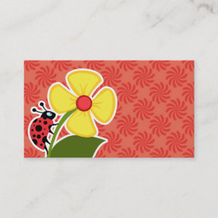 Coral & Red Swirl; Ladybug Business Card