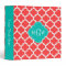 Coral Red Wht Moroccan #5 Teal 3 Initial Monogram