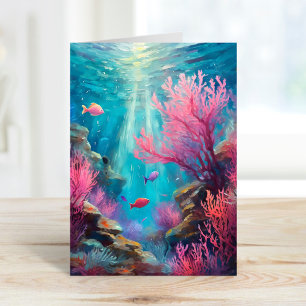 Coral Reef Abstract Ocean Modern Art Card
