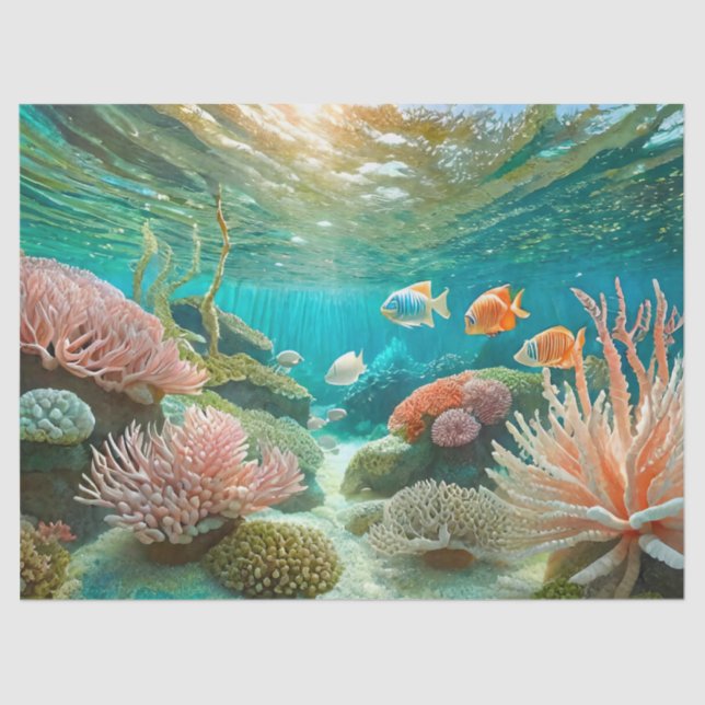 Coral Reef Afternoon, Design 3 Tissue Paper (Front)