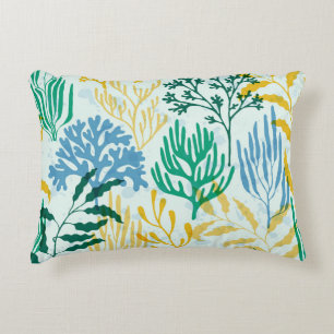 Coral Reef, Algae Seamless Pattern. Accent Pillow