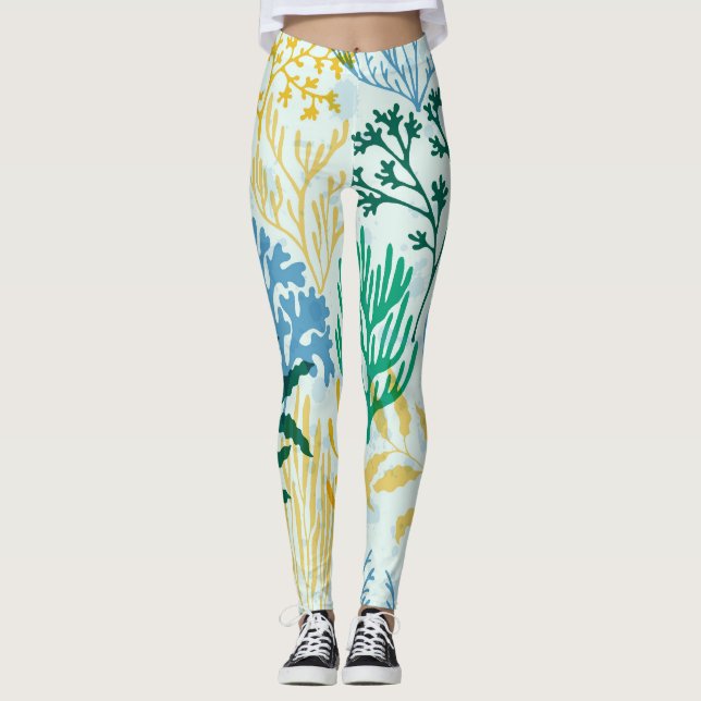 Coral Reef, Algae Seamless Pattern. Leggings (Front)