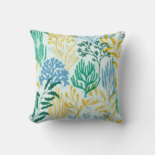 Coral Reef, Algae Seamless Pattern. Throw Pillow