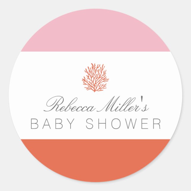 Coral Reef Baby Shower Classic Round Sticker (Front)